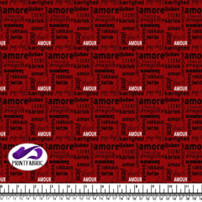 Amour - Multilingual love on red background