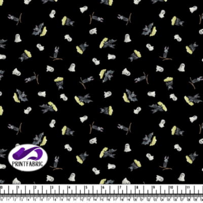 Halloween - fantômes et chauves-souris sur fond noir