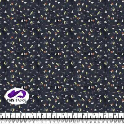 Halloween - Tous les éléments mignons sur fond bleu après minuit