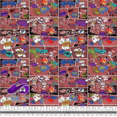 Comic book - Histoire en Mots Colorés sur un Fond Rouge