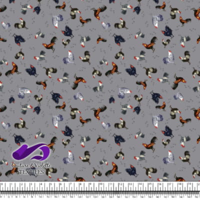 Coqs et poules - Foule de plumes sur fond de pierre ciselée