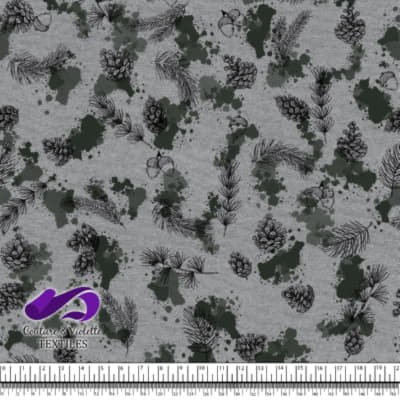 Conifères et Taches de sapin sur Fond Gris Ultime