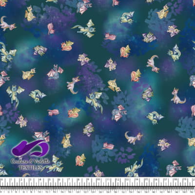 Dragons - Dragon fantastique sur fond texturé en sarcelle profond