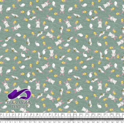 Pâques - Furets mignons avec leurs amis sur fond vert granit