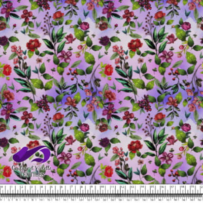 Embroidery bloom - Roses sur fond violet