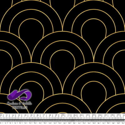 Géo art déco - Écailles dorées - Noir