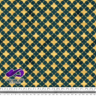 Geo art déco - Trèfles Dorés - Sarcelle Foncé