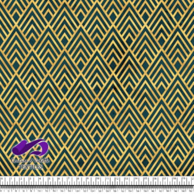 Geo art déco - Triangles dorés - Sarcelle profond