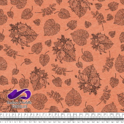 Monstera - Outline black - Coral