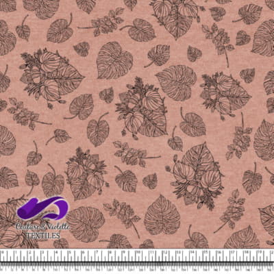 Monstera - Outline black - Dusty pink