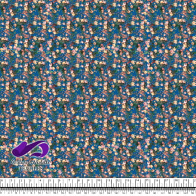 Microfleurs - Roses pêches sur fond bleu