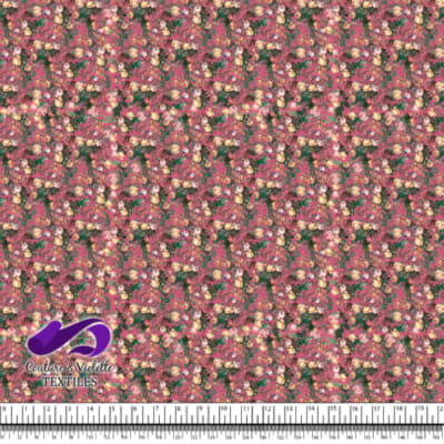 Microfleurs - Roses pêches sur fond rose