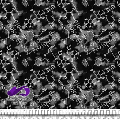 Techno - Molecules - White on black background