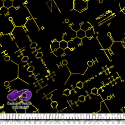 Techno - Molecules - Yellow on black background