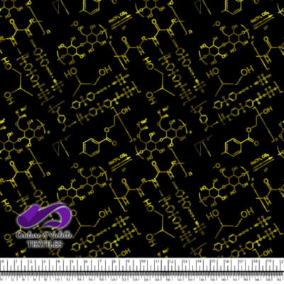 Techno - Molecules - Yellow on black background