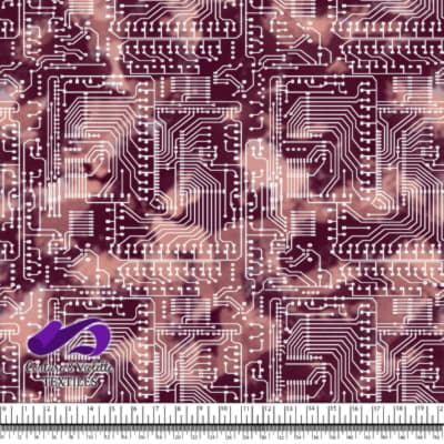 Techno - Circuit - Blanc sur fond rouge