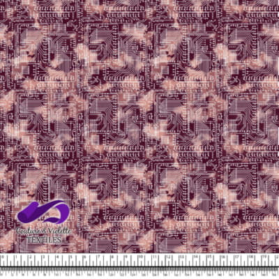 Techno - Circuit - Blanc sur fond rouge