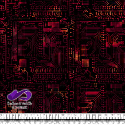 Techno - Circuit - Noir sur fond rouge