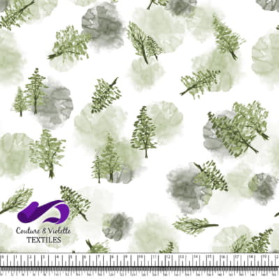 Montagne - Sapins verts en aquarelle