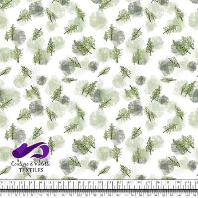 Montagne - Sapins verts en aquarelle