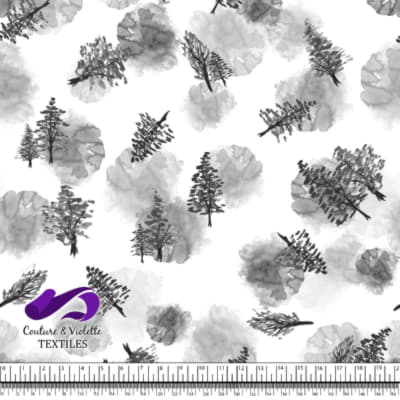 Montagne - Sapins noirs en aquarelle